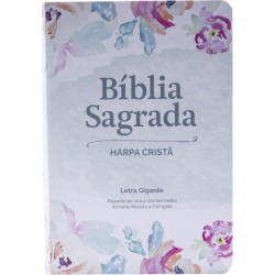 Bíblia Sagrada com harpa cristã, letra gigante e palavras de Jesus em vermelho