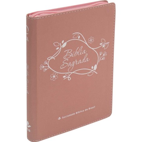 Biblia Sagrada (ARA) Linha Ouro Rosa c/ fecho