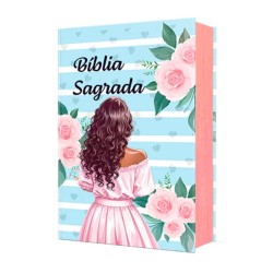 Bíblia Sagrada NVA - Letra Grande - Textos Coloridos - Capa Dura Menina Rosa