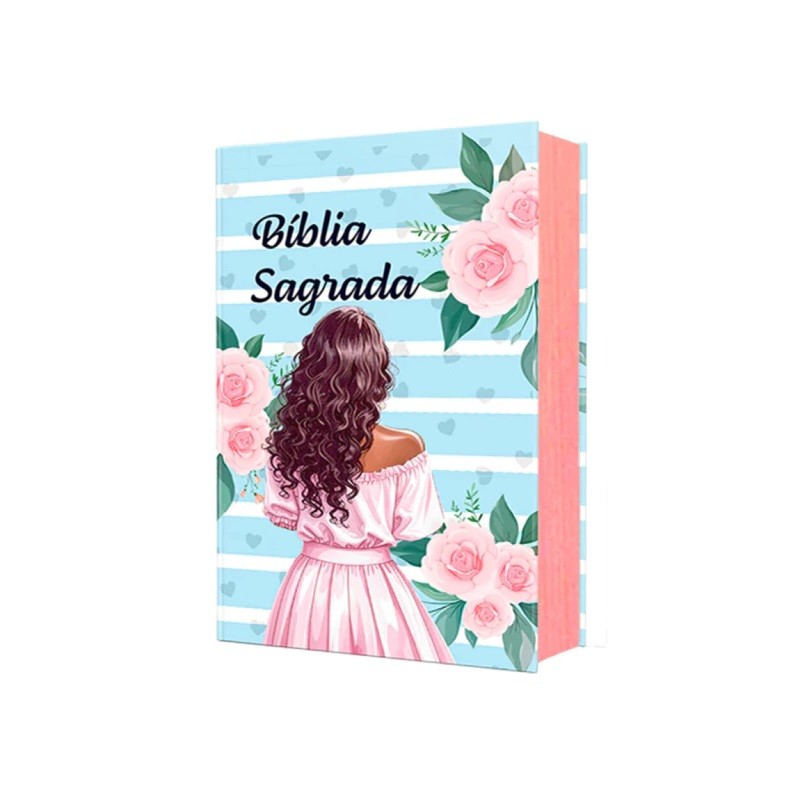 Bíblia Sagrada NVA - Letra Grande - Textos Coloridos - Capa Dura Menina Rosa