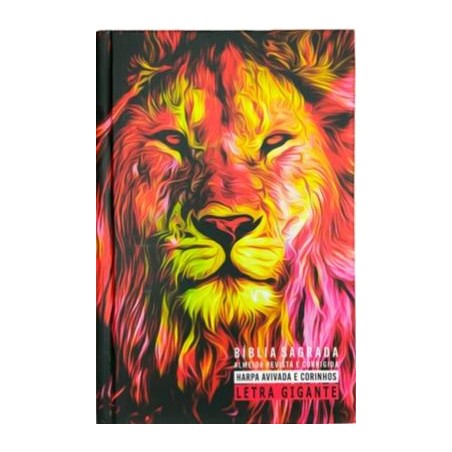 Biblia Gigante Capa Dura Arc Com Harpa - Leao Fogo