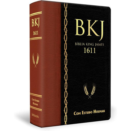 BIBLIA DE ESTUDO KING JAMES 1611 - HOLMAN - CAPA PRETA E CASTANHA - NOVA