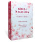 Bíblia Sagrada Feminina Com Harpa Letra Gigante Palavras Jesus Vermelho Capa Flores Cerejeira