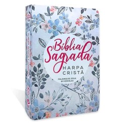 Bíblia Sagrada Com Harpa Palavras de Jesus a Vermelho Capa Floral