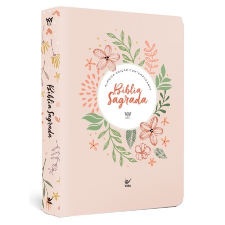 Bíblia AEC letra gigante – salmão flores