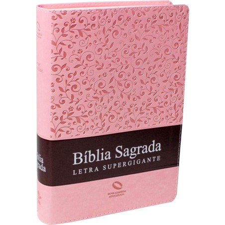 Bíblia Sagrada NAA Letra Supergigante com índice - Capa Rosa claro