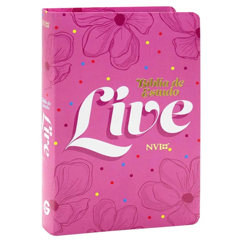 Bíblia De Estudo Live Nvi Capa Flexível Rosa Bloom
