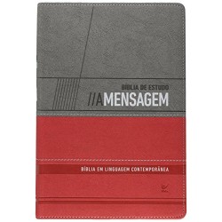 Bíblia de Estudo a Mensagem CP Cinza e Vermelho 