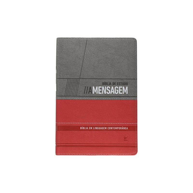 Bíblia de Estudo a Mensagem CP Cinza e Vermelho 
