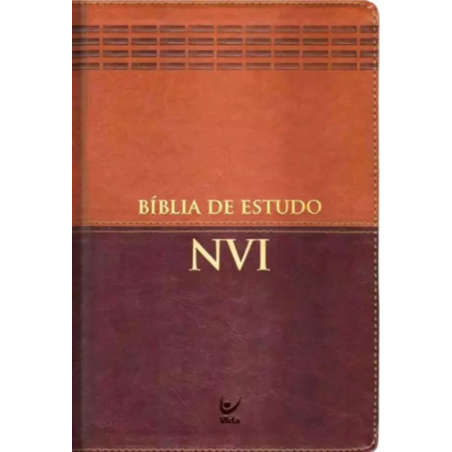 Bíblia de Estudo NVI - edição de luxo - capa PU castanho e caramelo