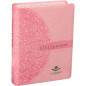 Bíblia Sagrada -  letra grande - capa rosa com beiras floridas