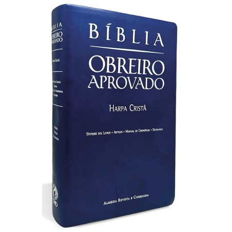 Bíblia Obreiro Aprovado C/harpa Média Luxo  - Azul