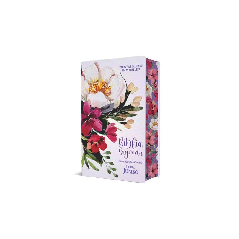 Bíblia RC Letra Jumbo - Harpa Avivada E Corinhos - Capa Dura Floral Roxa