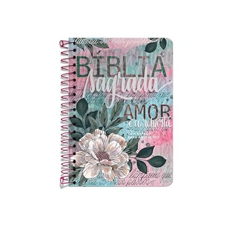 Bíblia Anote - NVI - capa espiral - flor artística
