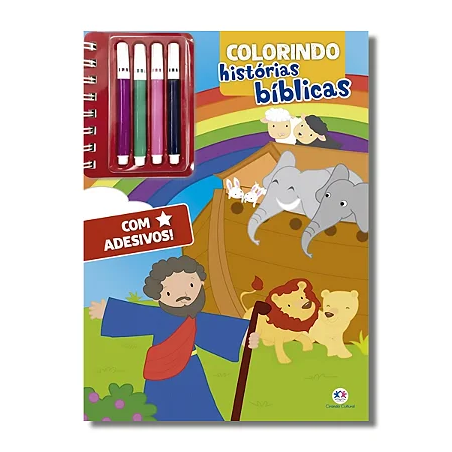 COLORINDO HISTÓRIAS BÍBLICAS - Livro de colorir + canetinhas