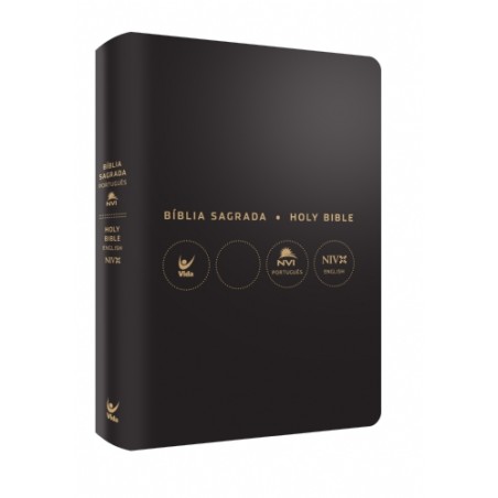 Bíblia NVI Bilíngue Português-Inglês - Capa Luxo Preta