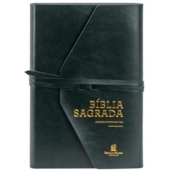 Biblia Acf - Letra Grande Com Fechamento Em Tira, Courosoft Verde Artesanal, Leitura Perfeita - Almeida Corrigida Fiel