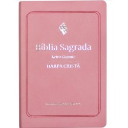 Bíblia sagrada NAA  letra gigante harpa cristã -  Capa flexível rosa