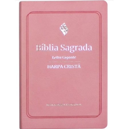 Bíblia sagrada NAA  letra gigante harpa cristã -  Capa flexível rosa