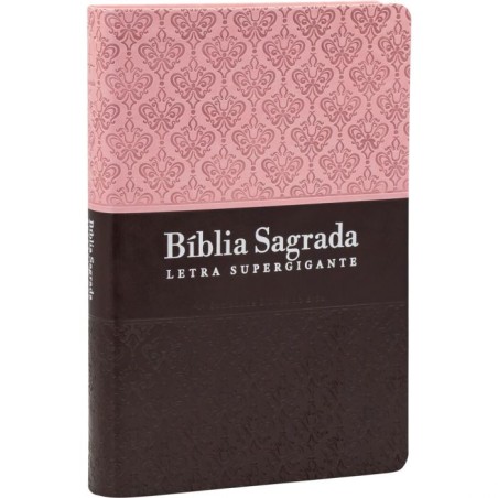 Bíblia Sagrada Supergigante ARC - rosa e castanho