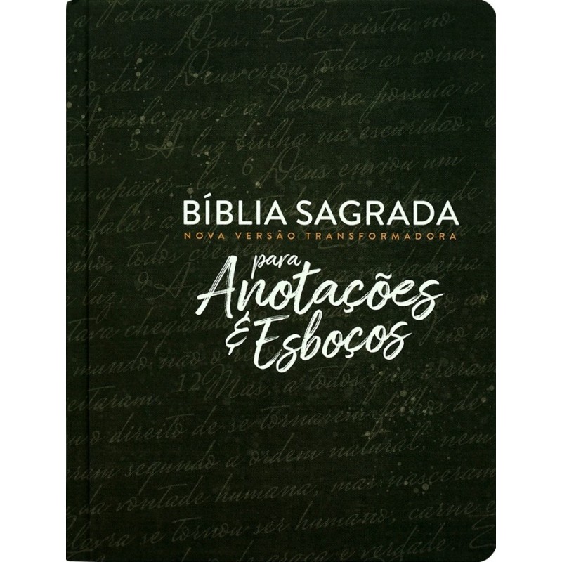 Bíblia NVT para anotações e esboços Capa soft touch preta
