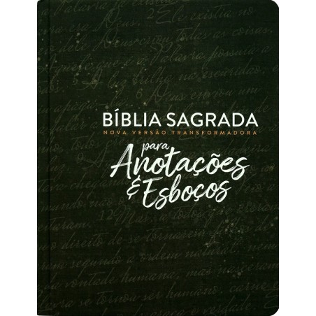 Bíblia NVT para anotações e esboços Capa soft touch preta