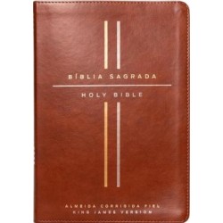 Biblia Bilingue, Portugues/ingles, Acf/kjv, Couro-soft Marrom, Leitura Perfeita