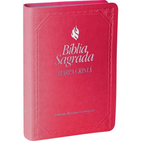 Bíblia RC Harpa Cristã  Média Luxo - Rosa Escuro