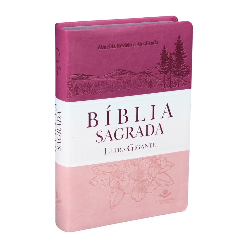 Bíblia Sagrada Letra Gigante - Capa Pink Branco Rosa